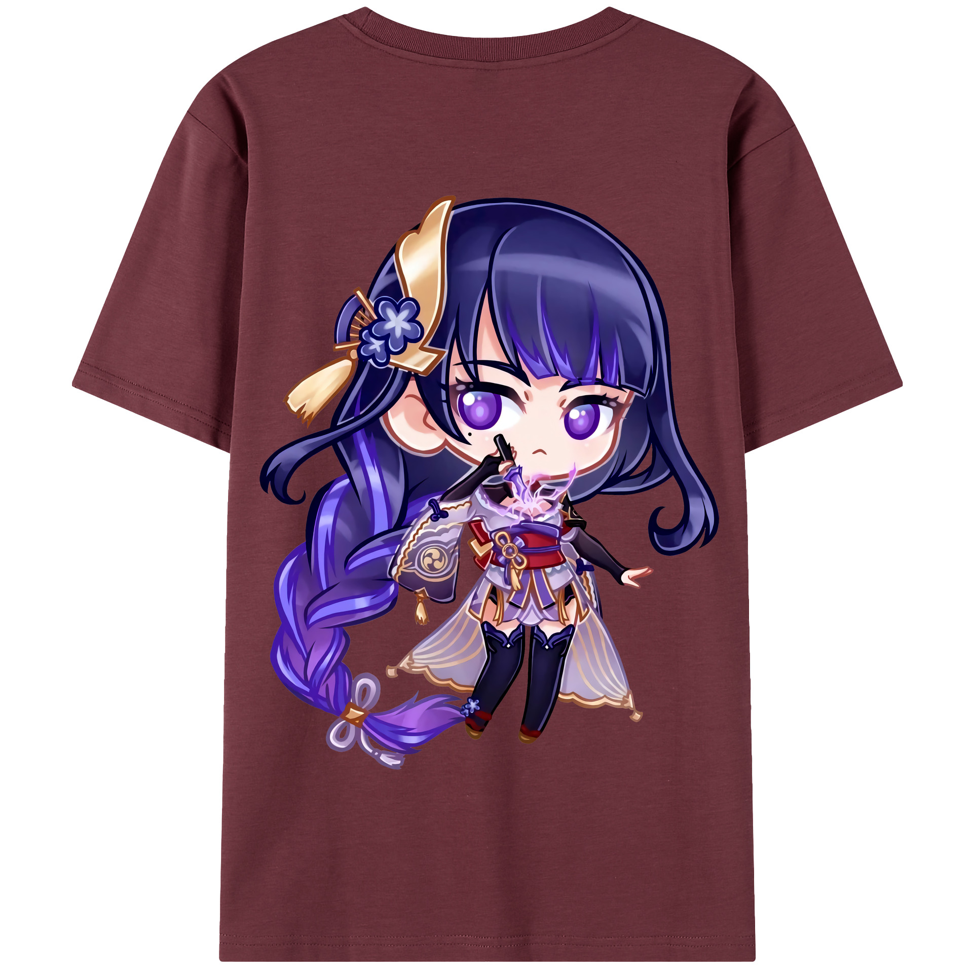 げんし神 雷電将軍 らいでんしょうぐん genshin Raiden Shogun 綿100％半袖Tシャツ（背面プリント）